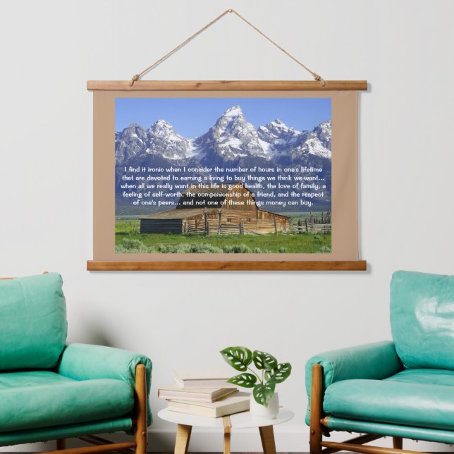 Ironien des Lebens Inspiration Wandteppich Mit Holzrahmen (Wohnzimmer)