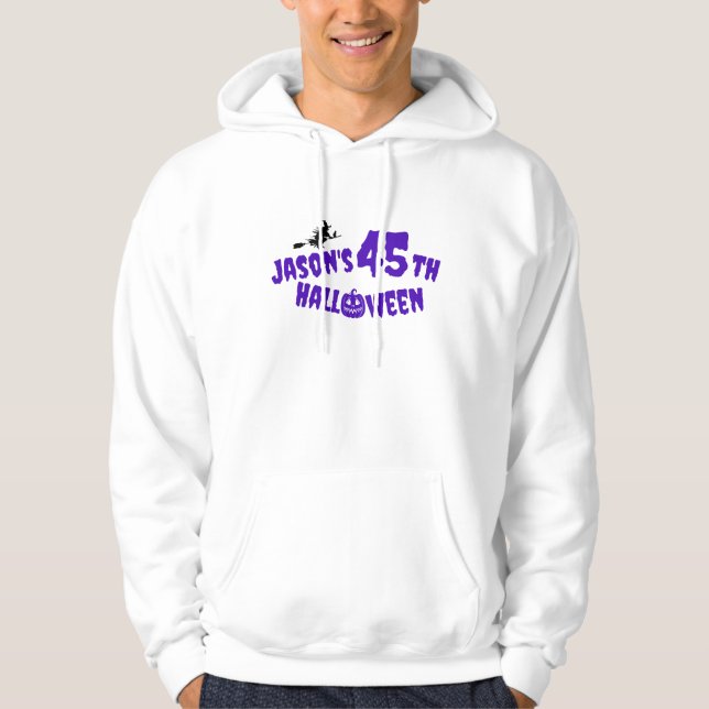 Ironische Halloween Pumpkin lila Typografie Hexe Hoodie (Vorderseite)