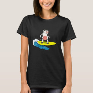 Ironische Kuh-Surfer-Urlaubs-Surfboard T-Shirt