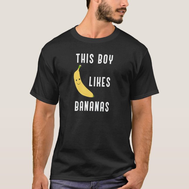 Ironisches Sprichwort Dieser Junge mag Bananen tro T-Shirt (Vorderseite)