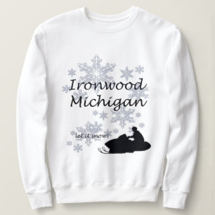 Ironwood Michigan Snowmobile Snow Ladys Sweatshirt