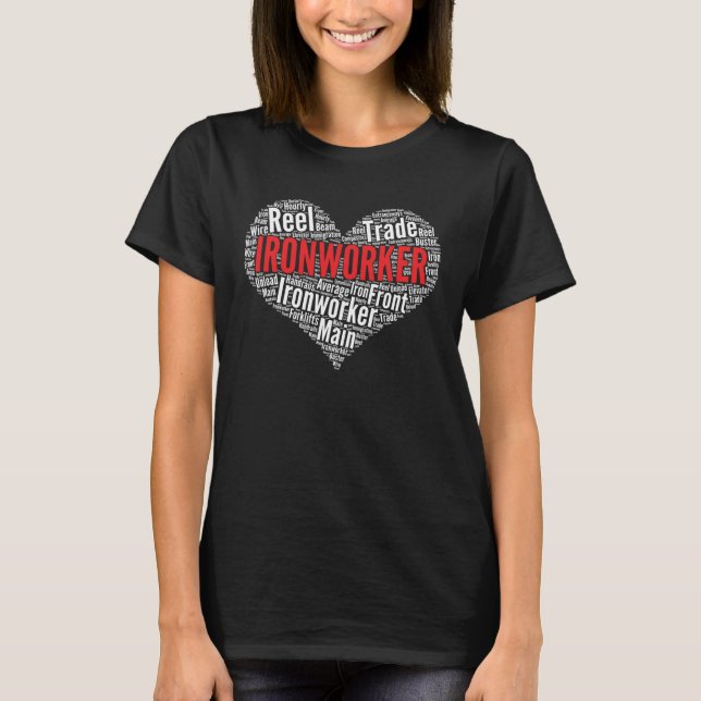 Ironworker Heart Shape Word Cloud T-Shirt (Vorderseite)