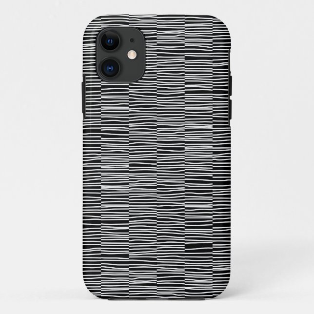 Irreguläre Linien - White on Black iPhone Case (Rückseite)