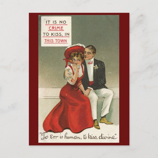 Irren ist menschlich, küssen, göttlich 1909 Vintag Postkarte (Vorderseite)
