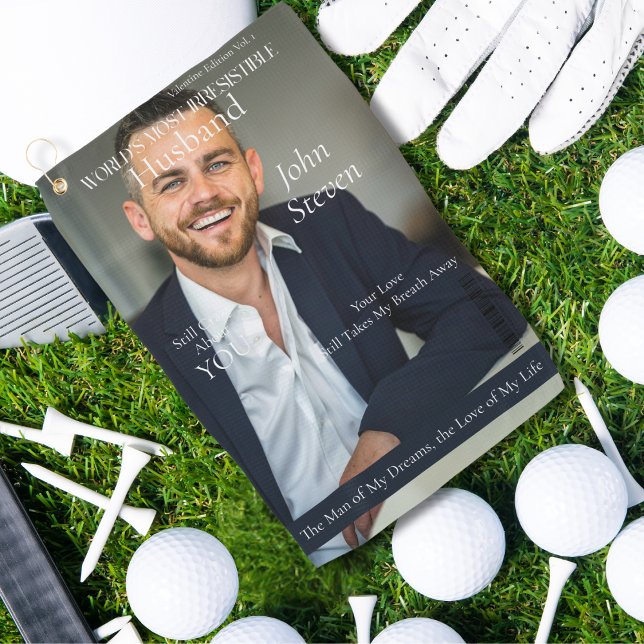 Irresistible Husband Magazine Cover Style Golfhandtuch (Irresistible Husband Magazine cover style Golf Towel)