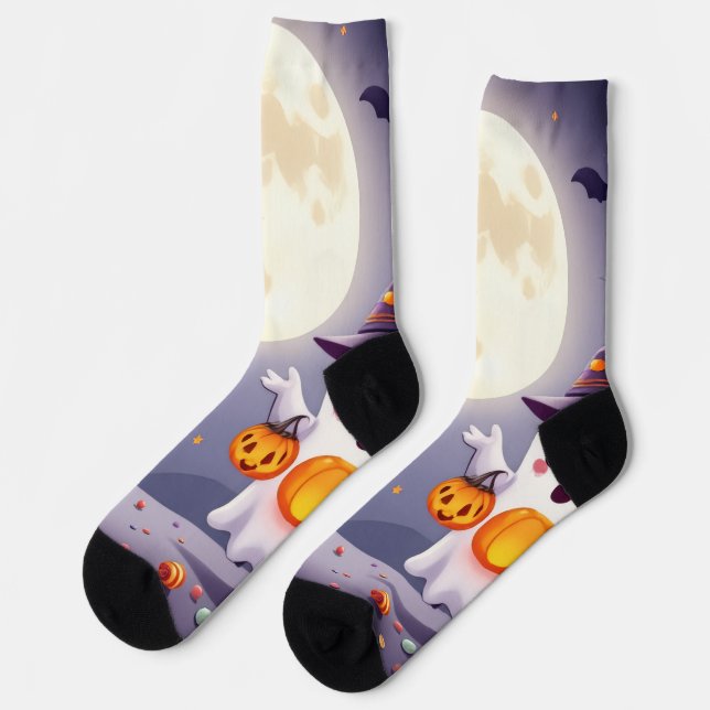 Irresistibly Ghost Socks – Magical Halloween Glow  Socken (Linkes Detail)