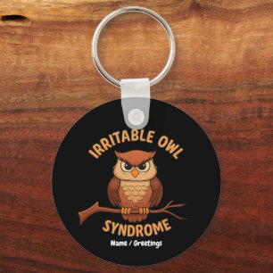 Irritable Owl Syndrom Funny Angry Owl Cartoon Pun Schlüsselanhänger