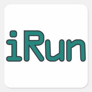 iRun - Aquamarin (Schwarze Kontur) Quadratischer Aufkleber