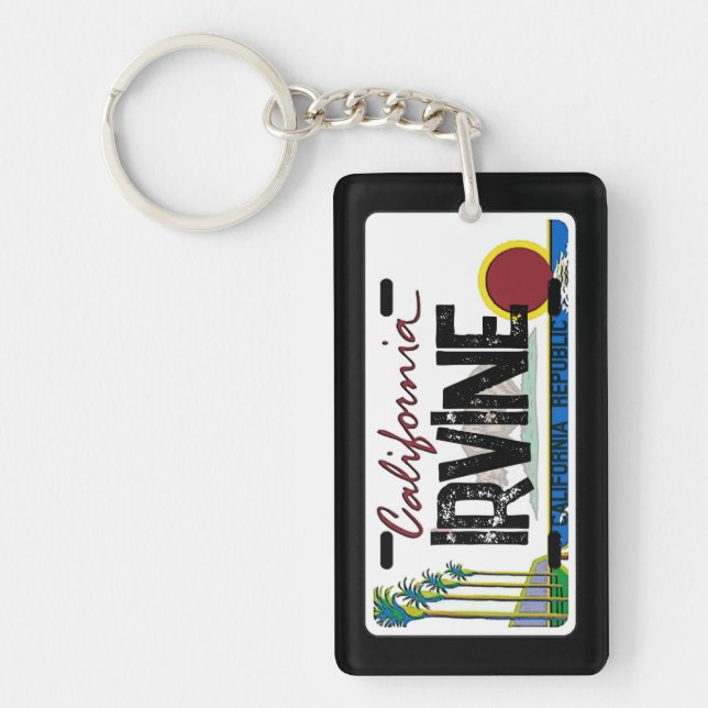 Irvine California flag license plate keychain Schlüsselanhänger (Vorderseite)