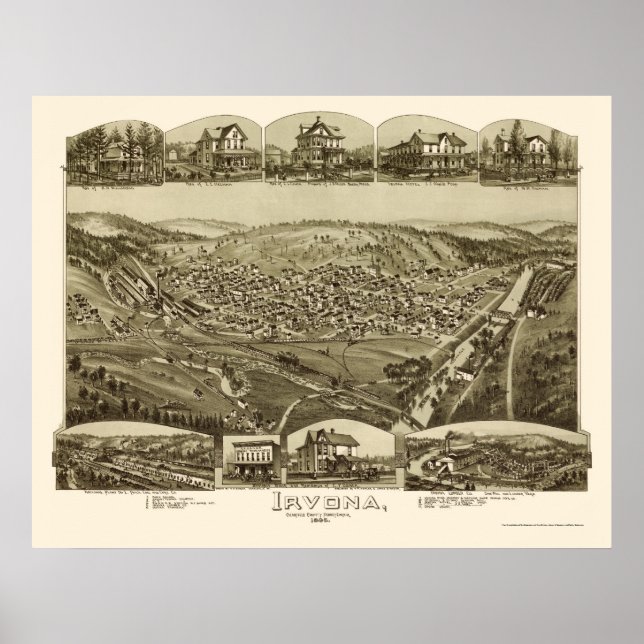 Irvona, Pa Panorama Karte - 1895 Poster (Vorne)