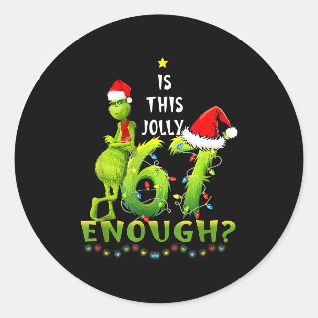 Is This Jolly Enough,green Christmas Tree Light Me Runder Aufkleber (Vorderseite)