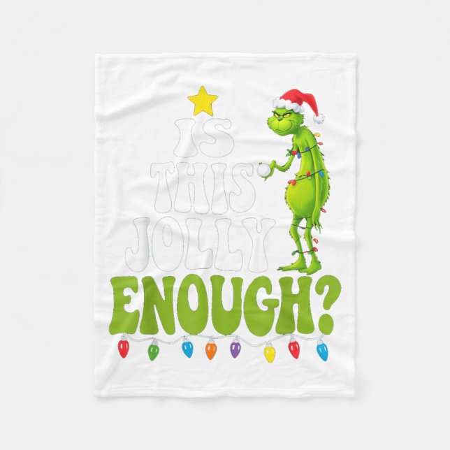 Is This Jolly Enough Green Merry Christmas Tree Li Fleecedecke (Vorderseite)