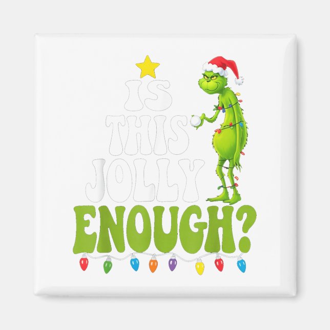 Is This Jolly Enough Green Merry Christmas Tree Li Magnet (Vorne)