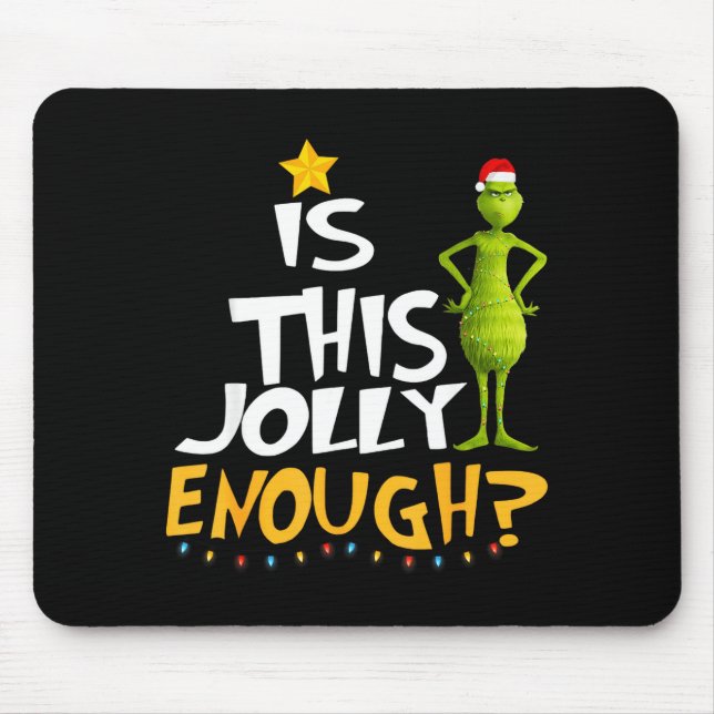 Is This Jolly Enough Green Merry Christmas Tree Li Mousepad (Vorne)