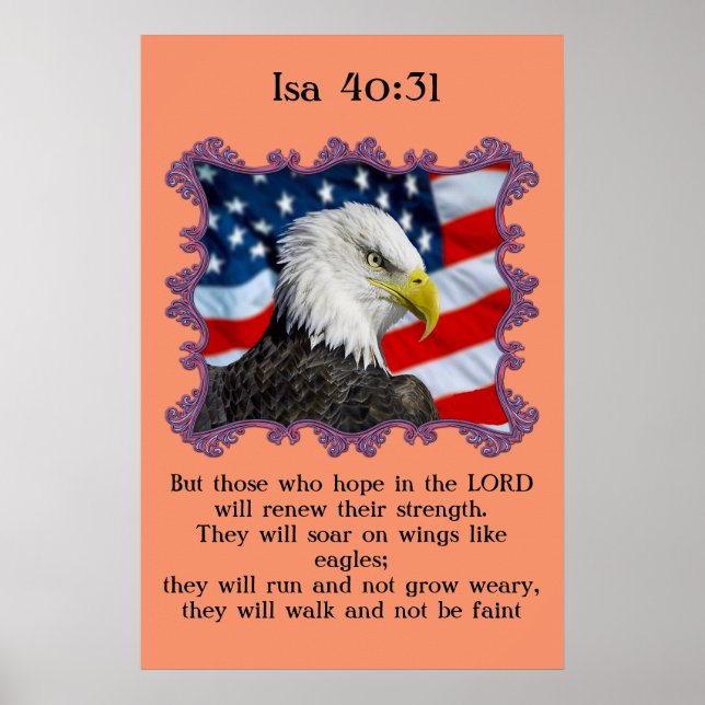 Isa40:31 Mit einem Adler vor der amerikanischen Fl Poster (Vorne)