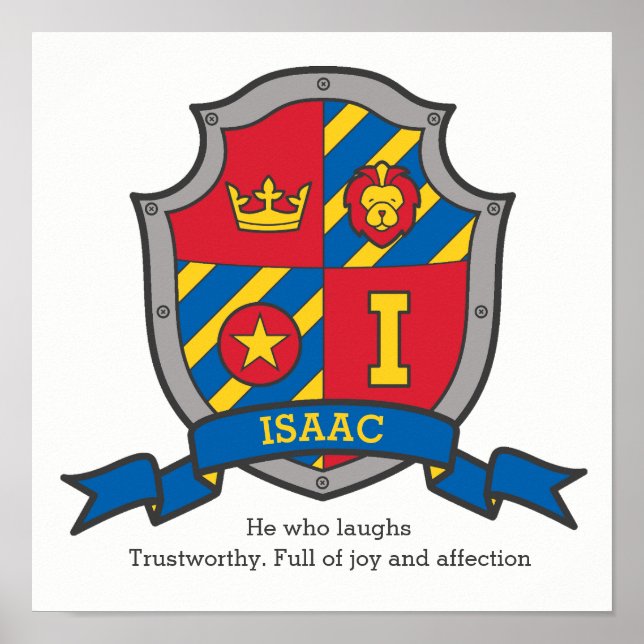 Isaac Name bedeutet Jungs Wappen Poster drucken (Vorne)