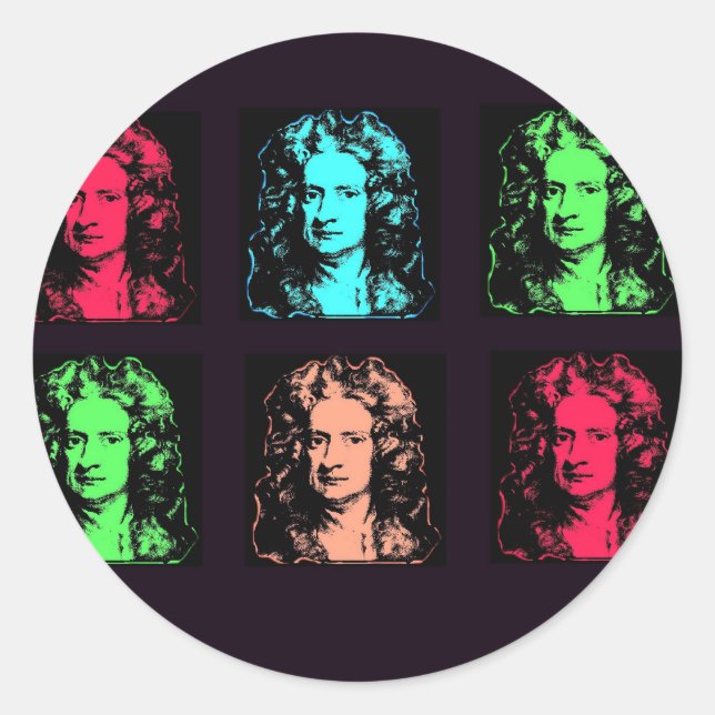 Isaac Newton Collage Runder Aufkleber (Vorderseite)