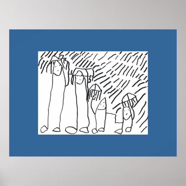 Isaacs Familie im Regenposter Poster (Vorne)