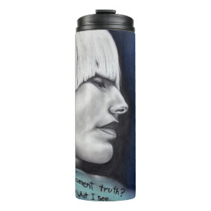 Isabel Blondes Frauenporträt Original Kunstzeichnu Thermosbecher