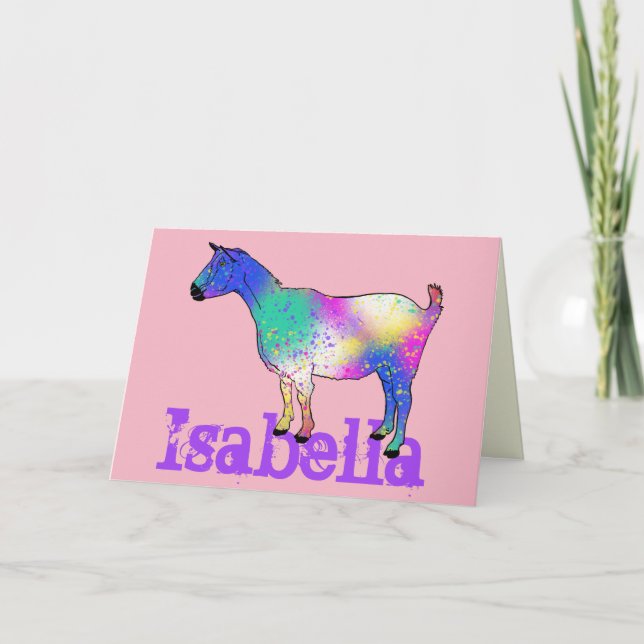 Isabella Add Name Colorado Funky Animal Art Karte (Vorderseite)