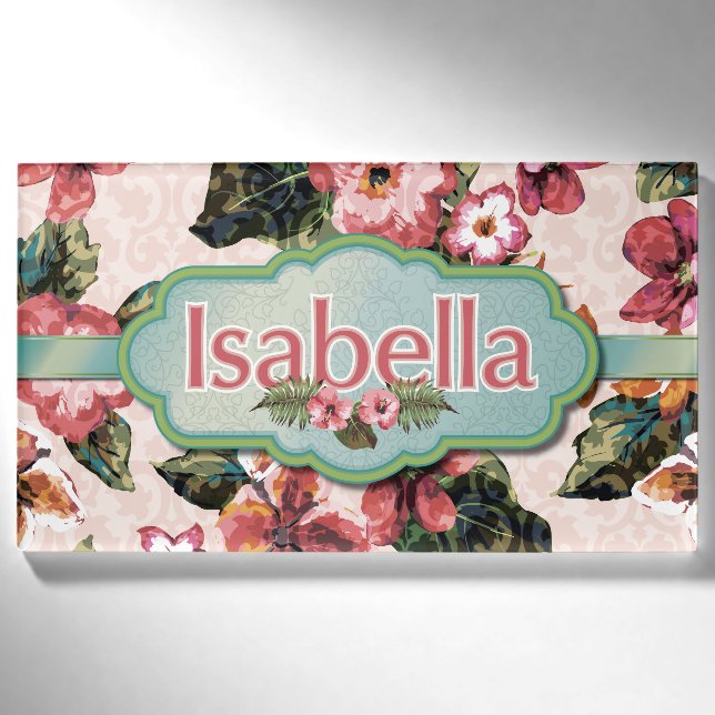 Isabella Blumen-Damast Namensschild Namenschild (Vorderseite)