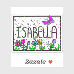 Isabella - Der Name Isabella Whimsical-Zeichnung Aufkleber