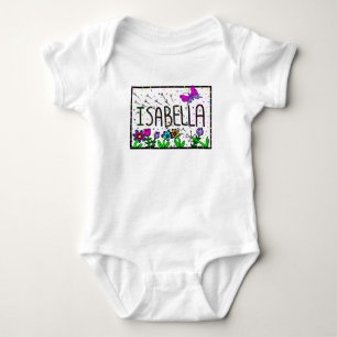 Isabella Girl's Name, Whimsical Art Baby Strampler