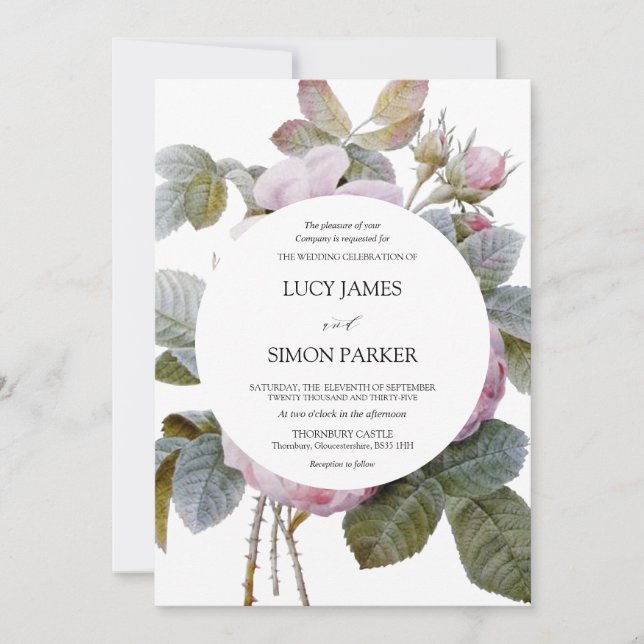 Isabella II, Elegante Vintage Rose Einladung (Vorderseite)