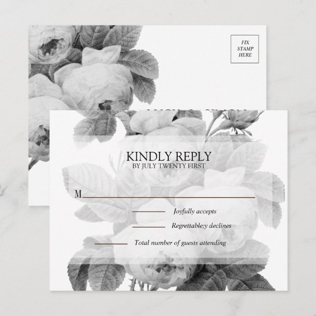 Isabella Monochrome Vintage Rose UAWG Postkarte (Vorne/Hinten)