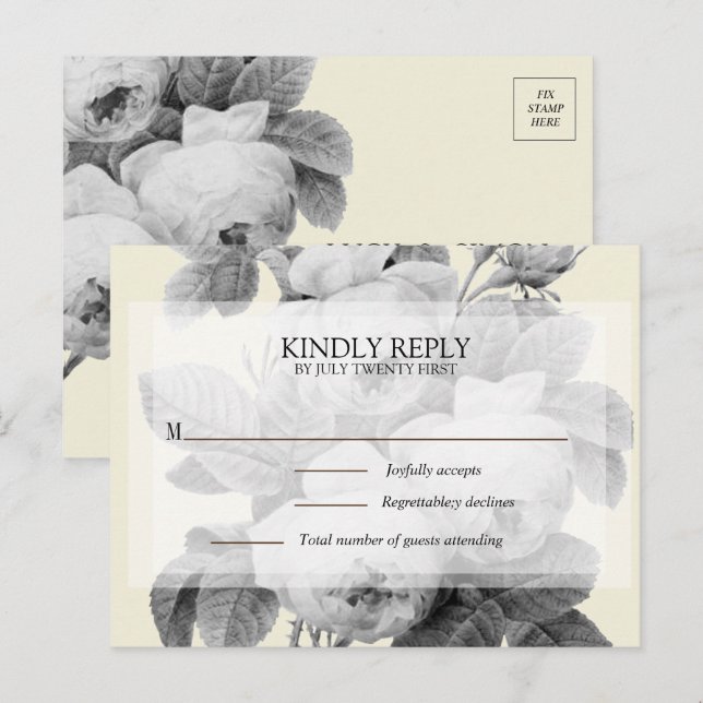 Isabella Monochrome Vintage Rose UAWG Postkarte (Vorne/Hinten)