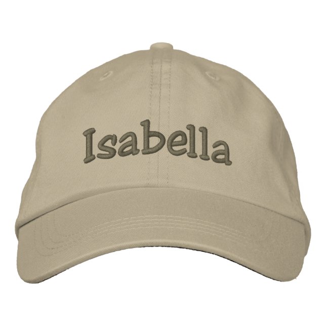 Isabella Name bestickt Baseball Hat Cap - Khaki Bestickte Baseballkappe (Vorderseite)