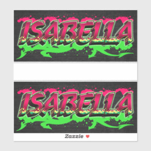 Isabella prénom nom graffiti autocollant sticker