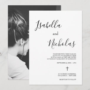 Isabella Simple Modern Script katholische Hochzeit Einladung