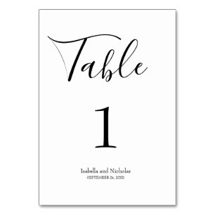 Isabella Simple Modern Whimsical Calligraphy Tischnummer