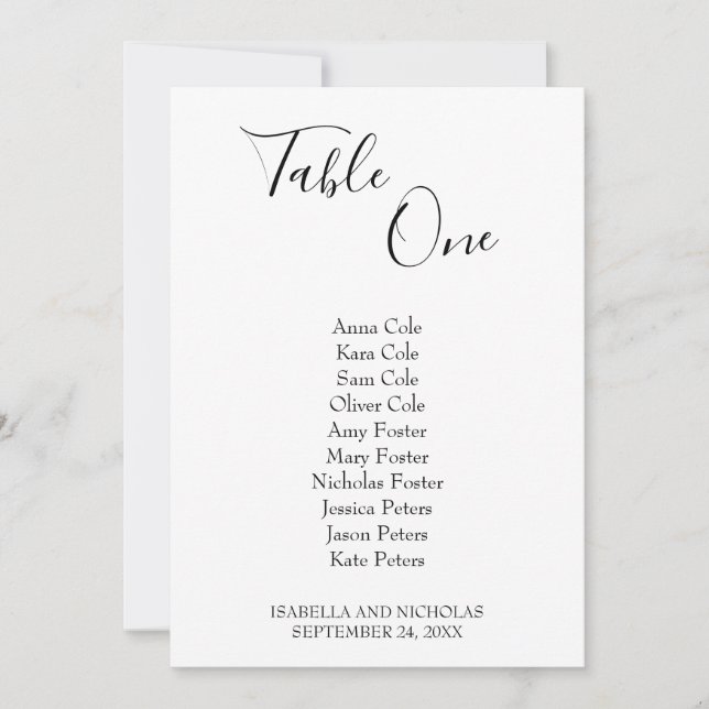Isabella Simple Wedding Table Chart (Vorderseite)