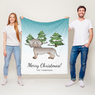 Isabella & Tan Kurzhaar-Dachshund Winterwald Fleecedecke