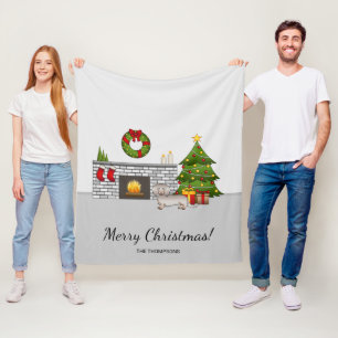 Isabella & Tan Long Hair Dackel Weihnachtssaal Fleecedecke