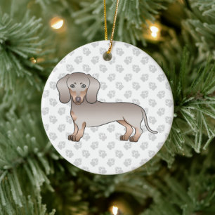 Isabella und Tan Kurzhaar Dachshund Hund und Pfote Keramik Ornament