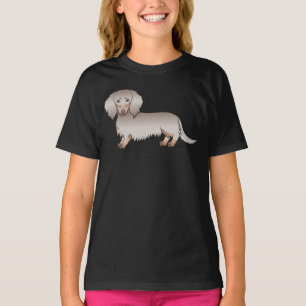 Isabella und Tan Langhaar-Dachshund-Cartoon-Hund T-Shirt