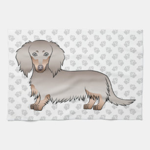 Isabella und Tan Langhaar Dachshund Hund & Pfoten Geschirrtuch
