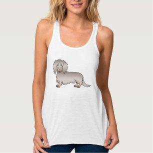 Isabella und Tan Long Hair Dackel Cartoon Dog Tank Top