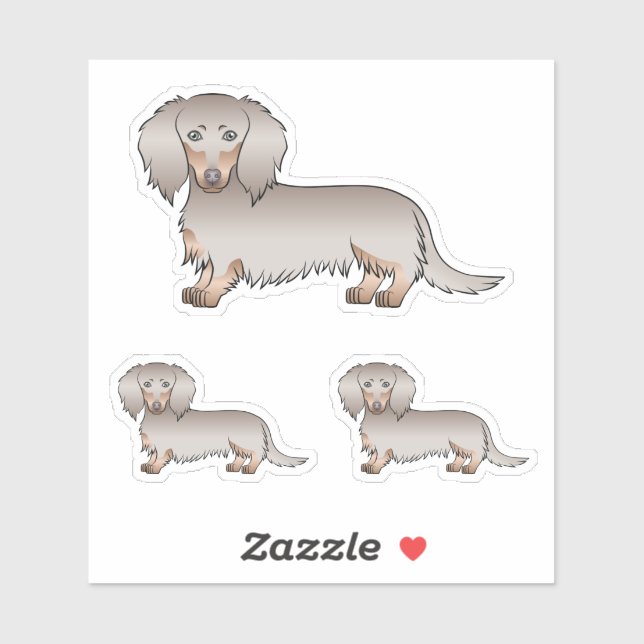 Isabella und Tan Long Hair Dackel Cartoon Hunde Aufkleber (Blatt)
