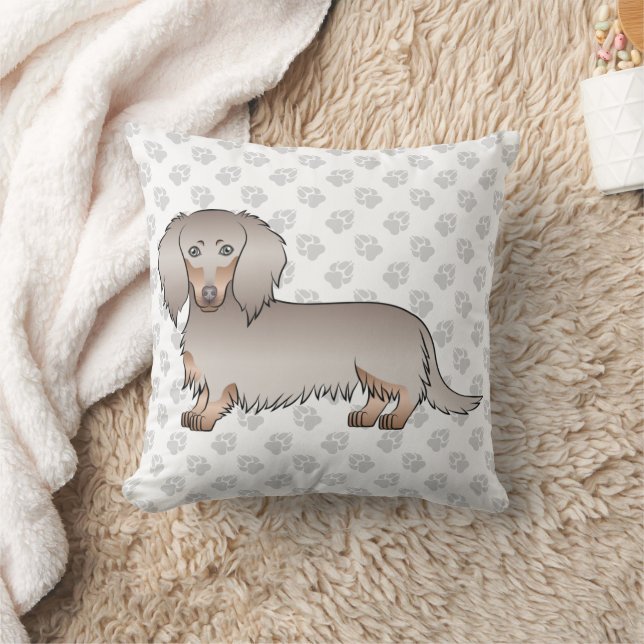 Isabella und Tan Long Hair Dackel Hund & Paws Kissen (Decke)