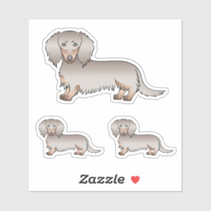 Isabella und Tan Longhair-Dachshund Cartoon-Hunde Aufkleber
