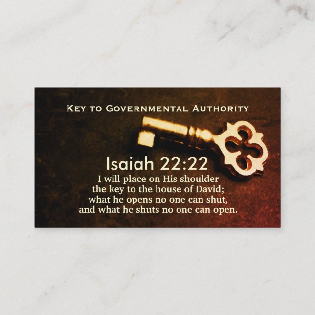 Isaiah 22:22 Schlüssel zum House of David Bible Ve Visitenkarte (Vorderseite)