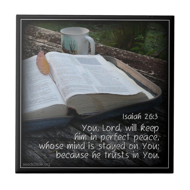 Isaiah 26v3 - Perfect Peace - Bibel Fliese (Vorderseite)