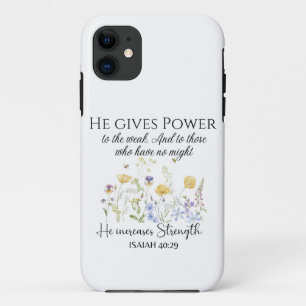 Isaiah 40:29 Er gibt Power Wildblumen Schrift Case-Mate iPhone Hülle