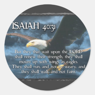 ISAIAH 40:31 Aufhängung mit Flügeln als EGLES Runder Aufkleber