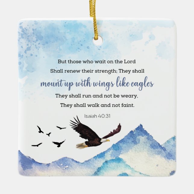 Isaiah 40:31 Berg mit Flügeln wie Adler Keramikornament (Vorderseite)