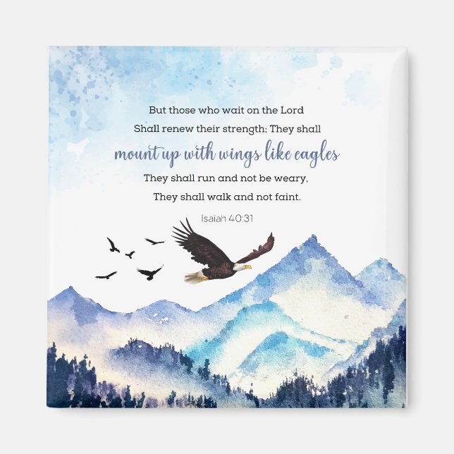 Isaiah 40:31 Berg mit Flügeln wie Adler Magnet (Vorne)